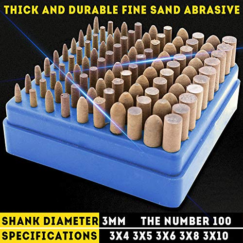 100pcs 1/8 Inch Shank (3mm) Cowhide Grinding Mandrel Mounted Grinding Polishing Accessories Attachment Comepatible with Rotary Tools
