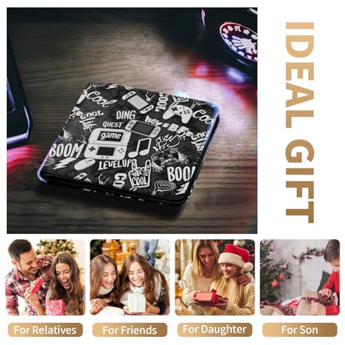 Bistup Teen Boys Cool Wallet - Men Mens Funny Game Design Leather Credit Id Card Cash Holder Man Black Rfid Blocking Zipper Wallets With Coin Pocket Id Window Aesthetic Teen Boy Male Youth Guys - color: Doodle Game