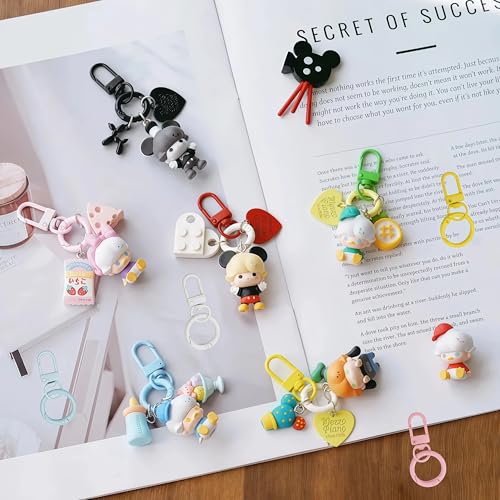 30Pcs Keychain Clip with Trigger Spring O Rings,Metal Swivel Snap Lobster Claw Keychain Round Carabiner Clips for DIY Keyrings Buckle Bags Purses Doll Pendant（UYSK-MK - color: Colorful-MK