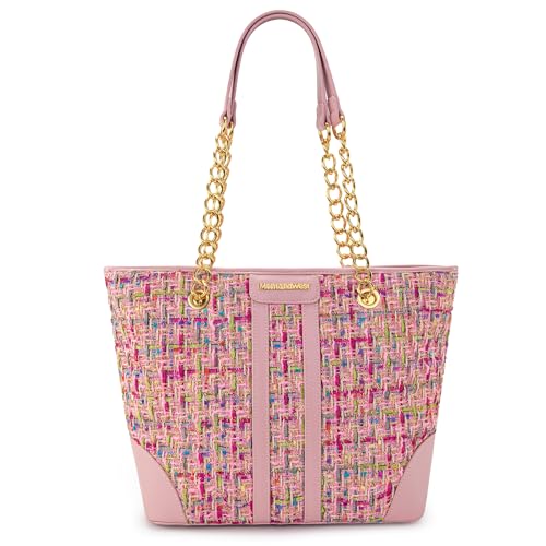 Montana West MEDIUM Tote Bag for Women Quilted Chain Handbags Shoulder Purse - color: M Pink
