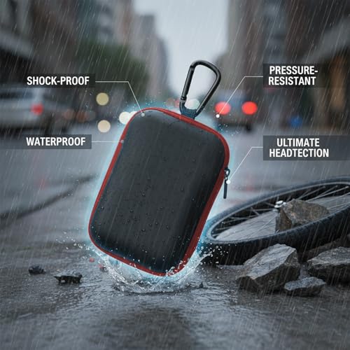 Earbud Case Portable EVA Storage Bag Cell Phone Accessories Organizer with Carabiner for Wired/Wireless Earphone, Earbud, Earpieces, SD Memory Card, Camera Chips, Tech Pouch, Rectangle, Red - color: D6-Red