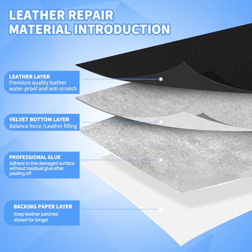 Self-Adhesive Leather Repair Patch, Vinyl Repair Kits for Couch | PU leather, Self-adhesive, quick repair, strong stick, large size, couch repair patch, furniture repair tape, cut to size - color: Black, size: 17X79 Inch