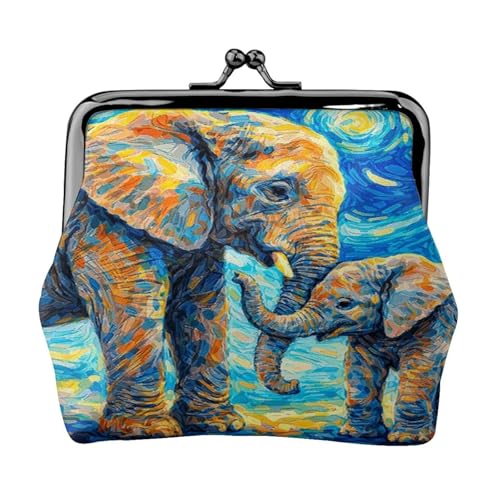 Kiss-lock Coin Purse for Women Change Purses Cute Small Coin Pouch Tiny Coin Wallet (Oil Print Elephant) - color: Oil Print Elephant
