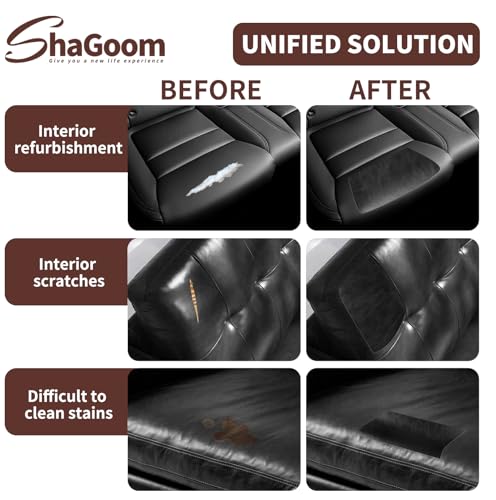 Shagoom Leather Repair Patch, Vinyl Repair Patch for Couches Furniture | Glossy Leather, Self-adhesive, Quick Repair, Strong Stick, Large Size, Couch Repair Patch, Furniture Repair Tape - color: Glossy Black, size: 17X79 inch