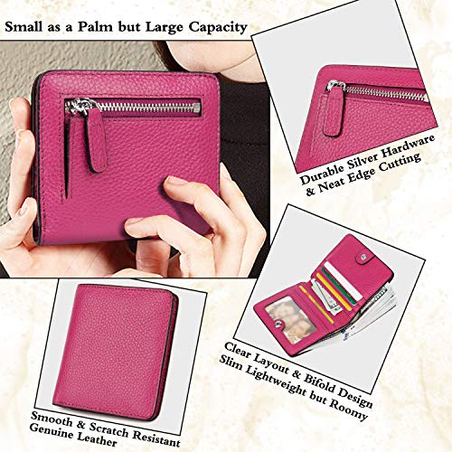 Small Leather Wallet for Women, Ladies Credit Card Holder RFID Blocking Women's Mini Bifold Pocket Purse - color: Purple Rfid Blocking