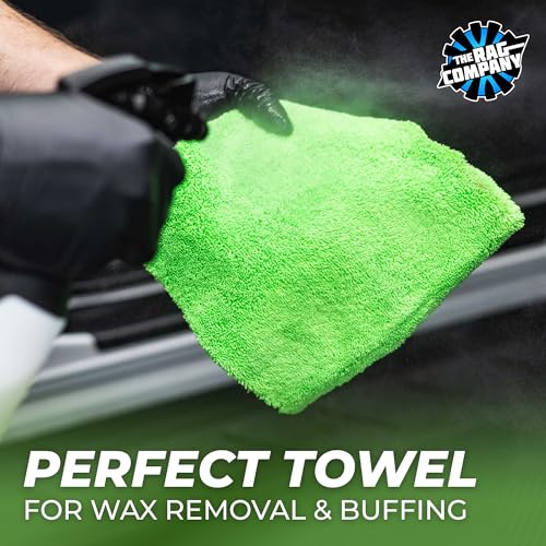 The Rag Company - Creature Edgeless Auto Detailing Towels (10-Pack) Professional 70/30 Blend, Dual-Pile Plush Microfiber, Buffing & Polishing, 420gsm, 16in x 16in, Lime Green - color: Lime Green