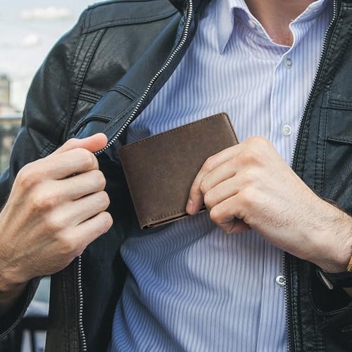 Gostwo RFID Blocking Bifold Wallet for Teen Boys & Men, Credit Card Holder - color: Coffee