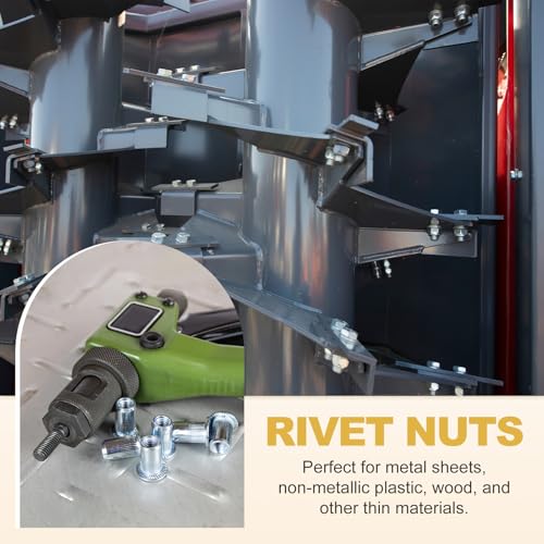 PATIKIL M4 Rivet Nuts, 50 Pcs Blue White Zinc Plating Knurled Flat Head Threaded Insert Nuts Metric Rivet Nut Assortment Kit for Automotive Furniture