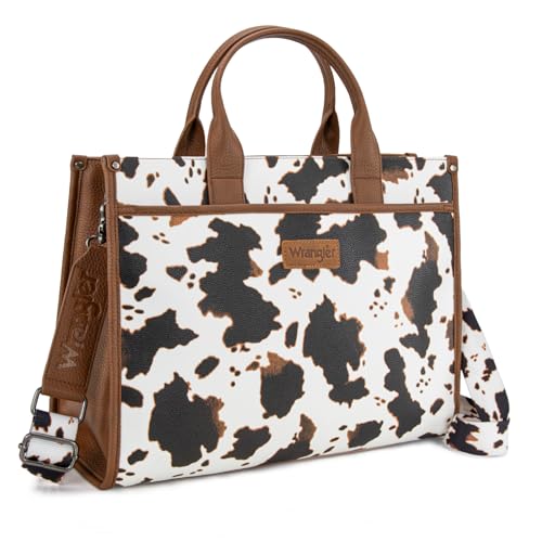 Wrangler Laptop Bag for Women 15.6 Inch Vintage Work Tote Bag for Business Briefcase Handbag with Adjustable Shoulder Strap - color: Cow-brown
