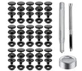 220 Pieces Metal Snap Fastener Kit, BetterJonny 15mm Copper Heavy Duty Snap Button Press Stud Cap with 3 Setting Tools for Marine Boat Canvas Bag Leather DIY Craft Black