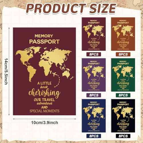 gisgfim 48 Pcs Blank Passport Notebook Fake Passport Book Bulk Travel Journal Sticker Collection Book for Projects World Travel Pretend Activity Party Favors Supplies 5.5 x 3.9 Inch - size: 5.5 x 3.9 inches