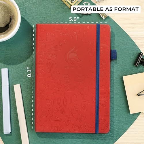 Clever Fox Dotted Journal, Blank A5 Notebook, Project Planner, Wine Red - color: Wine Red