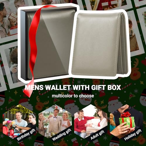 GNDR Wallet For Men RFID Blocking Dark Grey Wallets Bifold Faux Leather Card Holder Front Pocket Mens Accessories With Gift Box - color: Dark Grey-09