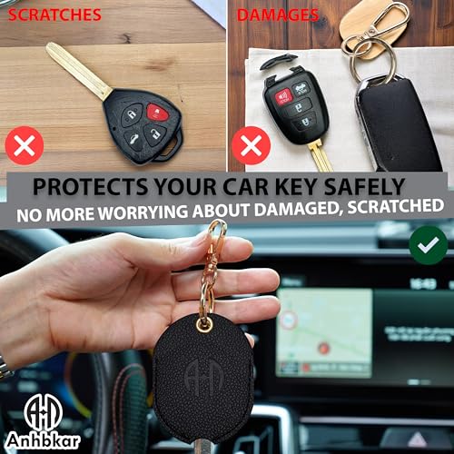 Leather Key Cover for Broken Car Key Loop Replacement | Double-Layer PU Leather Protects Car Keys from Scratches and Damage - color: Extra Large-black02
