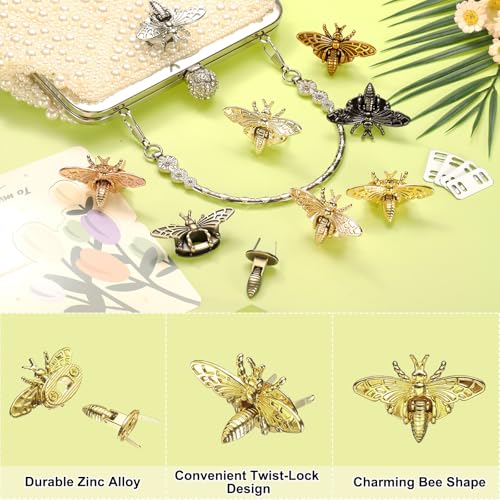 uxcell Bee Turn Lock Clasp, Zinc Alloy Closures Lock Fasteners Purse Twist Clip Clasp for Handbag Leather Bag Making - color: Light Gold