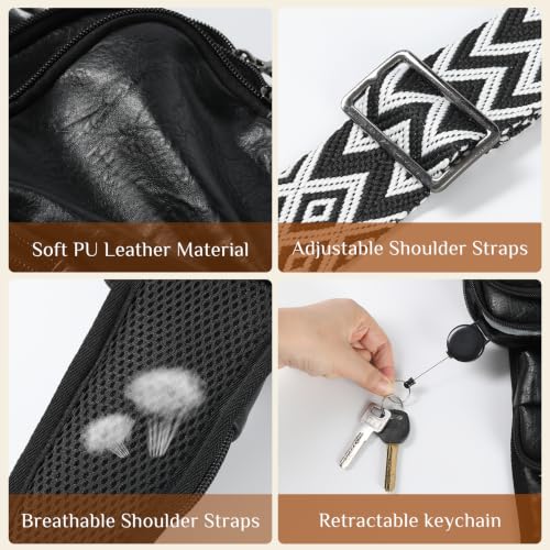 Sling Bag, Crossbody Bag with Anti-Theft Zipper & RFID Blocking for Travel Vegan Leather Crossbody Bags for Women - color: Black
