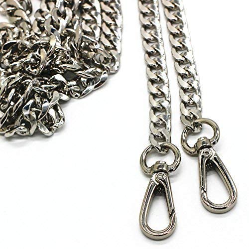 55" Heavy Flat Chain Adjustable Replacement Strap for Handbag | Adjustable replacement shoulder strap, Flat Chain Strap with Connectors, universal accessory fit purses handbags (Silver) - color: Silver