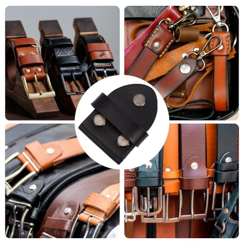 GORGECRAFT Cowhide Belt Loop Keeper Leather Belt End Holder Stays Retainer Tool Watch Straps - color: Black