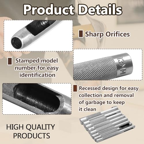 Murtenze Leather Hole Punch Set, 5mm-13mm, 10 Pcs - size: 5-13mm