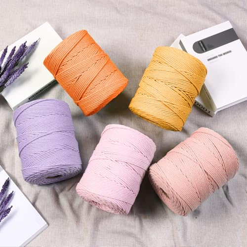 Macrame Cord 4mm x 328yards, Soft Colored Macrame Rope, Natural Cotton Cord for Plant Hangers, Wall Hanger, Decorative Projects - color: Natural Color, size: 4mm×328Yards