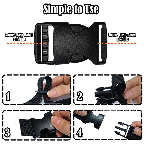 Buckles for Straps 5/8 Inch, Quick Side Release Plastic Buckle Clip 10 Pack + Tri-Glide Slide Clip 20 PCS, Heavy Duty Dual Adjustable No Sewing, Replacement for Backpack Fanny Pack Belt Dog Collars. - color: 5/8 Inch Buckles