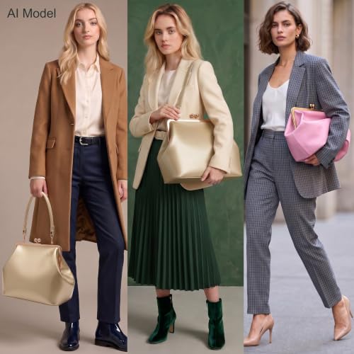 Kiss Lock Frame Handbag, PU Leather Shoulder Tote Bag Messenger Hobo Clutch Purse for Women Formal Work Leisure - color: Bright Gold