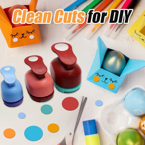 Luomorgo 3 Pcs Circle Hole Punch Set (1", 5/8", 5/16") | Multi-Size Paper Punch, For Scrapbooking, Card Making, Journals & Photo Albums, Office Supplies