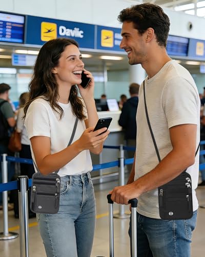 Sizobi Neck Wallet for Traveling Women Men, RFID Blocking Passport Holder - color: Dark Gray