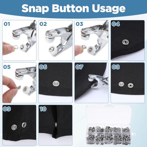 Ziuohaa 100 Sets（400pcs）Snap Button Kit with Fastener Pliers Press Tool Kit