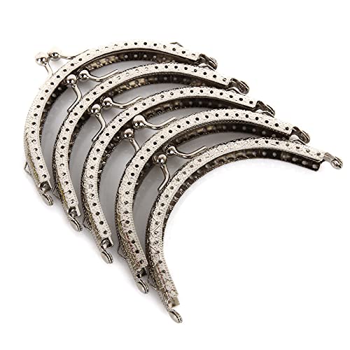 10 PCS 4 Inch Bag Kiss Clasp Lock, Retro Metal Purse Frame, Arch Shape Coin Bag Clasp, Purse Frame Kiss Clasp for DIY Craft Bag Handle Sewing (Silver)