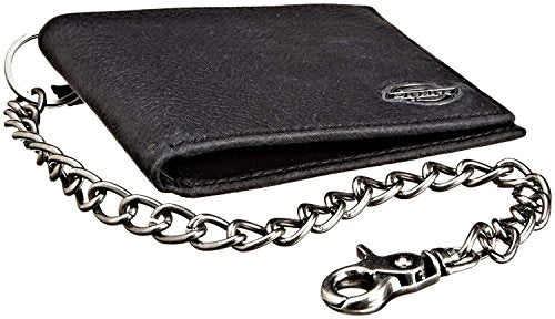 Dickies Men's RFID Everyday Leather Bifold Chain Wallet Black - color: Pebbled Black