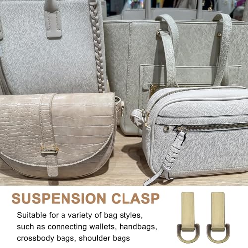 PATIKIL Bag Side Clip Buckle, Metal Purse Suspension Clasp Suspending Handbag Chain Strap Connector with D Ring - color: Bronze