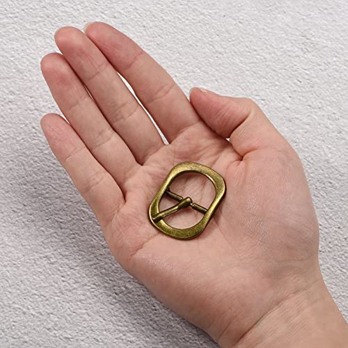 Metal Roller Buckle, 6Pcs 3/4 Inch Single Prong Belt Buckle Oval Center Bar Buckles for Leather Craft Accessories, Brass