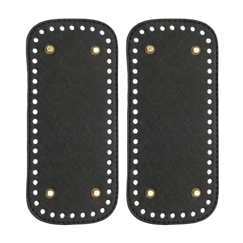 PATIKIL 7.9 x 3.5inch Leather Bag Bottom, 2 Pcs PU Leather Bag Bases Purse Making Knitting Rectangle Crochet Bottom Shaper Pad with Holes Durable for Crochet DIY Handbag Tote, Black - color: Black