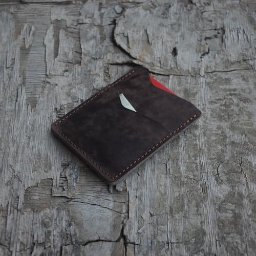 Front Pocket Card Case Slim Wallet Card Holder for Men & Women Minimalist Leather Wallet Card Holder Distressed Gifts - color: Coffee