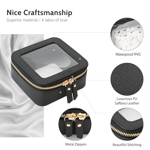 Aveniee Mini Clear Makeup Bag, Small Cosmetic Bags Travel Toiletry Pouch Organizer, TSA Approved Make up Case with Zipper, Car Bag for Essentials,Black - color: Black, style: Mini Chic
