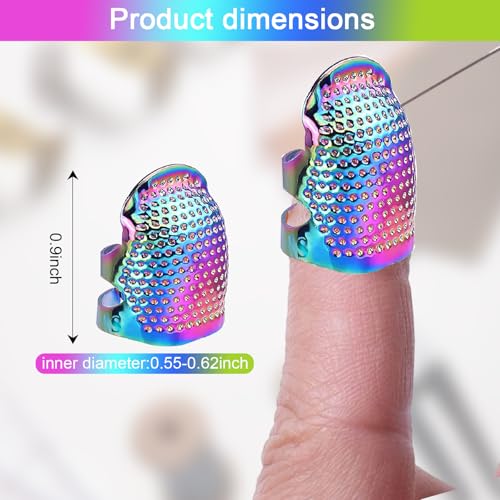 1 Pcs Adjustable Metal Sewing Thimble Finger Protector Open Top Ring Thimble Fingertip Shield for Quilting Embroidery Hand Sewing Tool(Colorful, S) - color: Colorful|S
