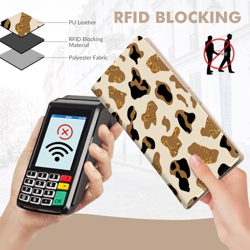 Anikathy Womens Wallet, Rfid Wallets for Women,Slim Thin Credit Card Holder Organizer Purse,PU Leather Cute Long Bifold Clutch Cash Wallet with Zipper Coin Pocket,Ladies Gift,Brown leopard print - color: Brown leopard print