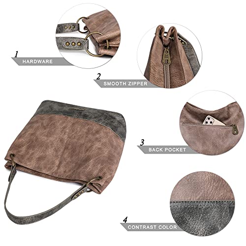 Purses for Women Hobo Bags Slouchy Shoulder Bag Tote Handbags | Stylish for Everyday Use, Zip-top Closure, Back Anti-theft Pocket, 3 Inner Pockets, Comfortable Wide Strap for Dating Errands - color: A-khaki