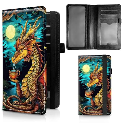 Check Book Cover for Personal Checkbook, Leather Business Checkbooks Plastic Insert Flap Card Holder Pen Hoop Holder with RFID Blocking Slim Wallet for Duplicate Checks Women Men, Baby Dragon - color: Baby Dragon