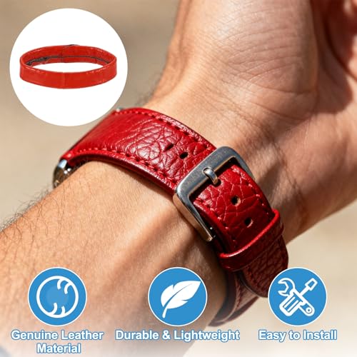 HARFINGTON Leather Watch Band Loops Replacement Watch Strap Holder Retainer Wristwatch Strap Fastener Rings for Wristband - color: Red, size: 24mm
