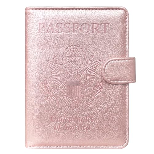 Passport Holder Cover, ACdream Protective Premium Leather RFID Blocking Wallet Travel Case for Passport/Credit Card/Air Ticket, - color: **Rose Gold