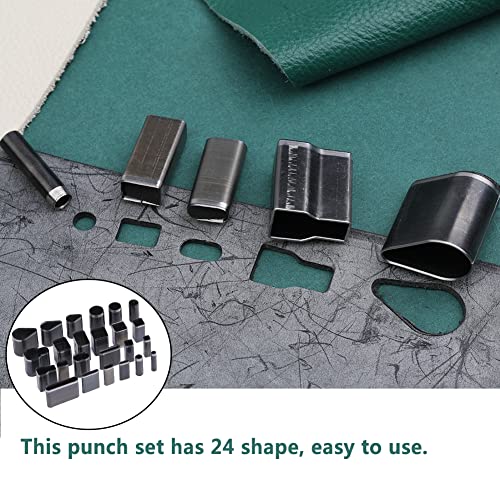 24 Style Leather Hollow Punch Cutter Tool, Leather Cutting Tools | Leather Hollow Punch Cutter Tools with Box, Different Shape Punch Tool Set Craft Tools Kit for Handmade Diy Craft - size: 24 Shapes