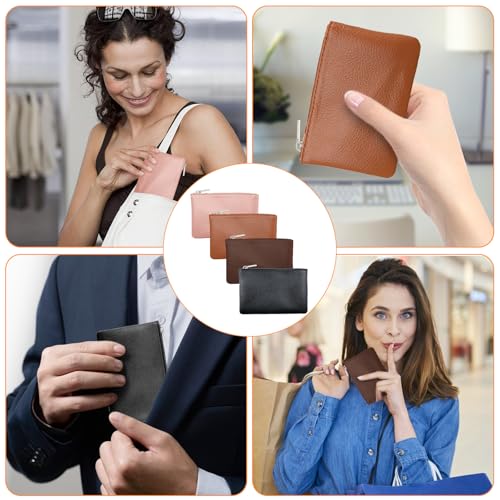 4Pcs Small Change Purse, PU Leather Zipper Coin Purse Pouch for Purse | Small Change Purse for Women Men, Portable Change Pouch, Mini Coin Pouch, Coin Bag, Change Holder for Coin Credit Card ID Key