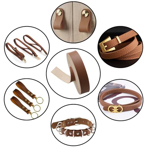 picheng Faux Leather Strap 1 Inches Wide Lychee Texture Leather Straps for Crafts, 200 Inches Long Faux Leather Strips - color: Brown - B