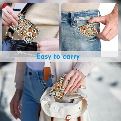 Business Card Holder, PU Leather Printing Business Card Case Pocket with Magnetic Shut, Portable Business Card Carrier Holder for Women or Men (Flower-Yellow) - color: Flower-Yellow