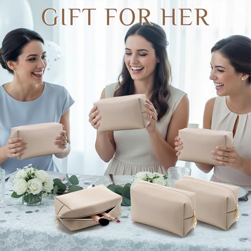 Sanwuta 9 Pcs Makeup Bags Bulk Toiletry Case,Apricot - color: Apricot