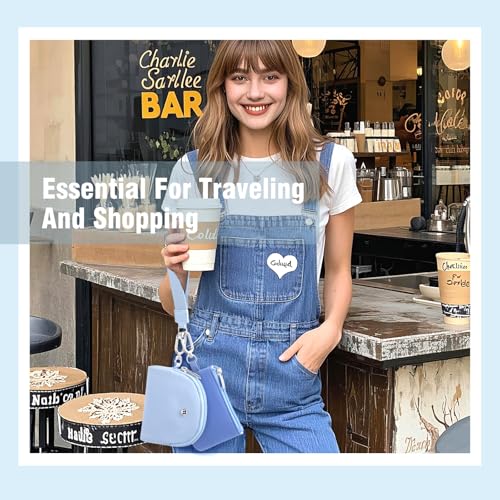 Mini Dual Pouch Wristlet Wallet for Women – Zip Around wristlet Keychain Wallet with 2 Wristlets, Ideal for Dog Walking, Coffee Runs & Lunch Break Essentials (Blue) - color: Blue
