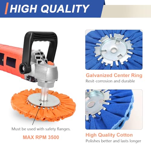 10" Soft Airway Buffing Wheel White Flannel / 5/8'' Arbor Hole/Finish Polish Step for Angle Grinder - 1 PCS
