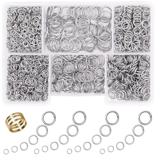 Jump Rings for Jewelry Making 1400 Pcs Nickel Jump Rings 4mm 6mm 5mm 7mm 8mm 10mm Jump Rings with Open/Close Tool for Necklace Bracelet Repair Keychains Jewelry Making Supplies(Nickel) - color: Nickel